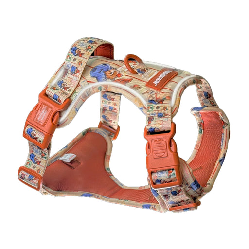 Dog harness with colorful pattern on a white background