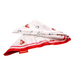White scarf with red border and cartoon Paddington bear design on a white background