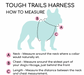 Diagram showing how to measure a dog for a Tough Trails harness.