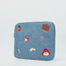 Paddington P.B. Collection blue denim laptop case with zip fastening and Paddington detailing shown in close-up.