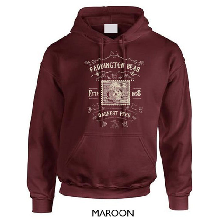 paddington bear adult hoodie burgundy darkest peru