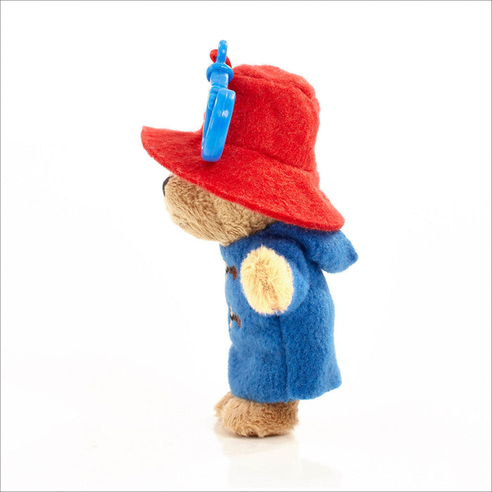 red and blue paddington bear plush keychain on a white background