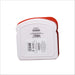Back view of a sandwich shaped lunchbox with branding and text on a white background