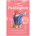 Book cover of 'Love from Paddington' featuring an illustration of Paddington Bear holding a letter, with a pink background and text.