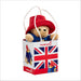 Paddington Bear plush toy in a gift bag with Union Jack design on a white background