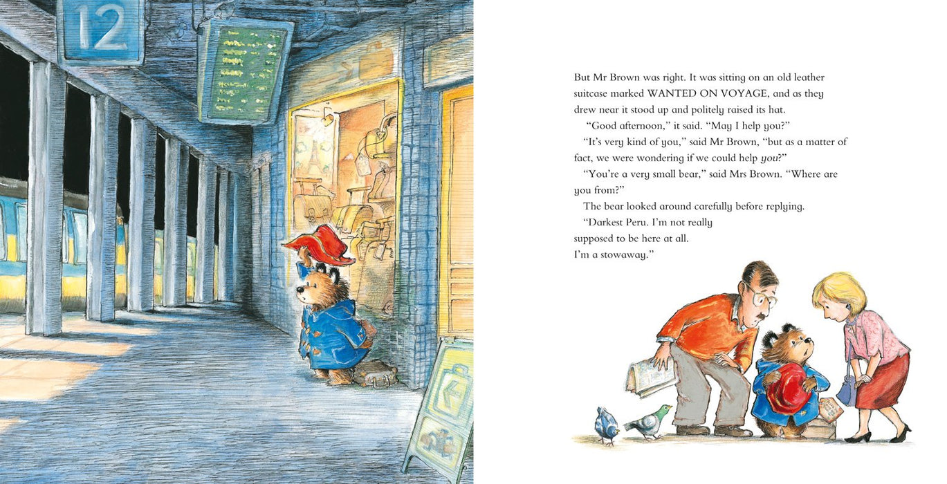 Page from original paddington bear book illustrated with characters and text from the book