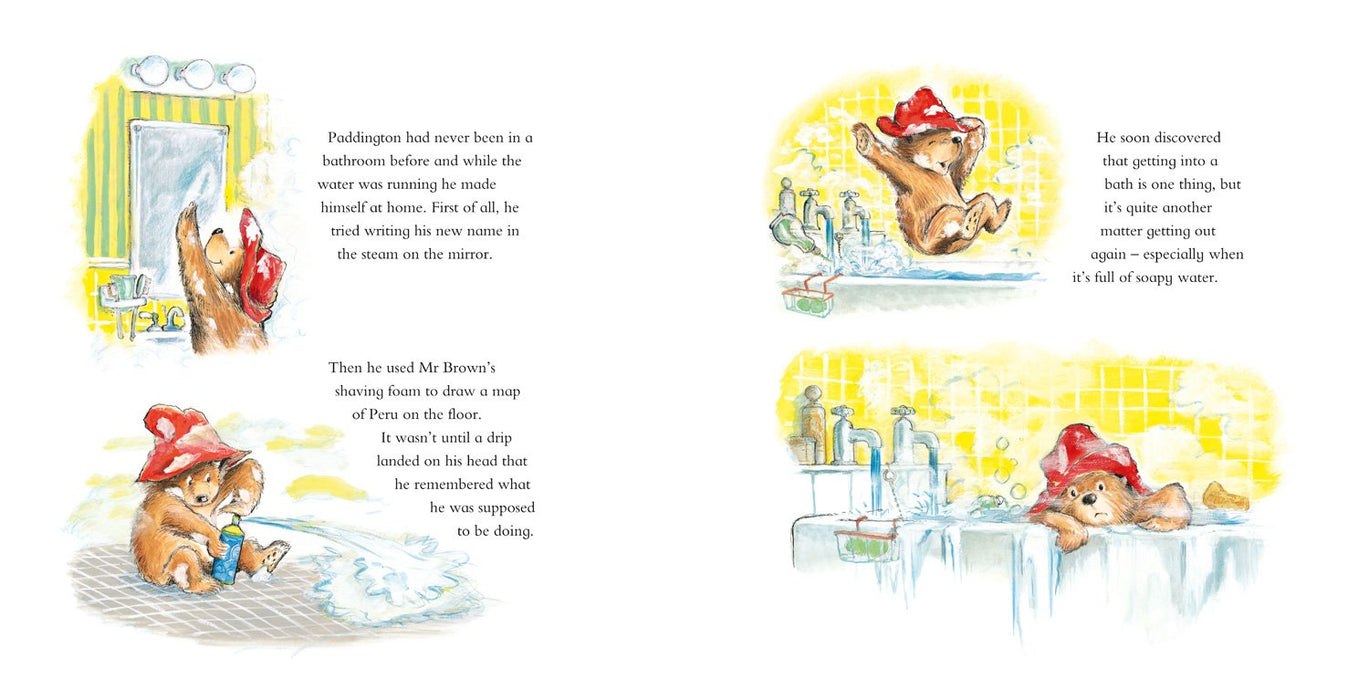 Page from original paddington bear book illustrated with characters and text from the book